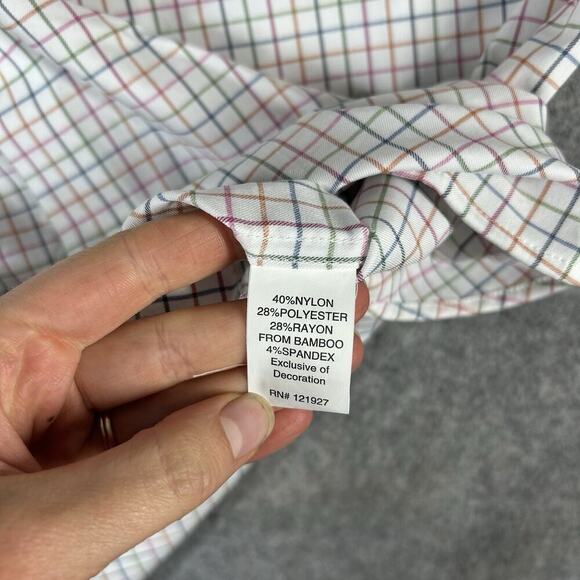 Johnnie-O Prep-formance Shirt Mens XL Checkered Plaid Button Down Flaw - Picture 8 of 13